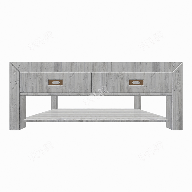 Rustic Charm Coffee Table with Drawers & Shelf 3D model image 3