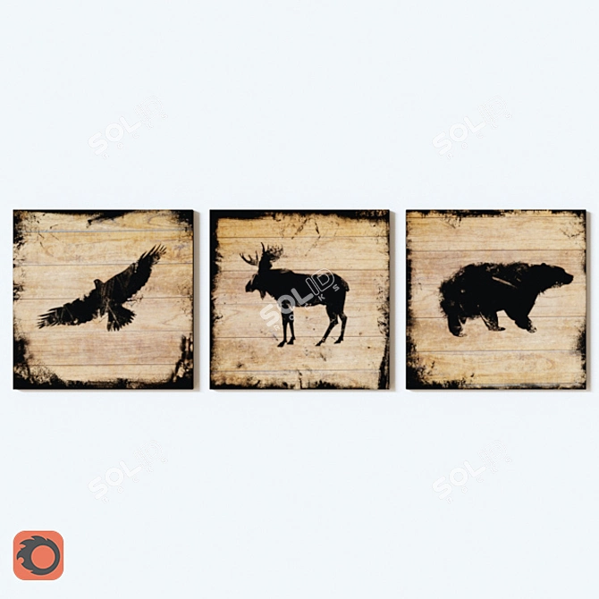 Wildlife Panel - Eagle, Elk, Bear 3D model image 1