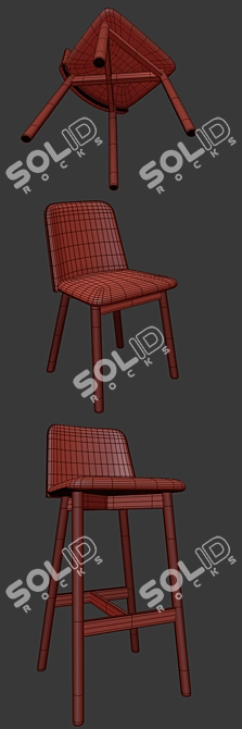 Chip Bar Stool & Dining Chair Set 3D model image 3