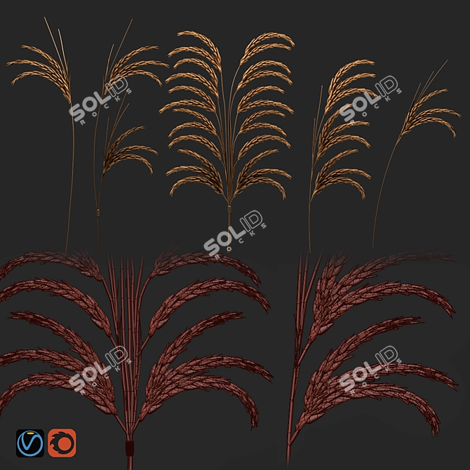 Modern Wheat Decor Set for Wall 3D model image 3