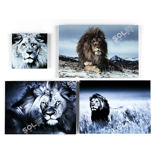 Majestic Lion Glass Art 3D model image 1