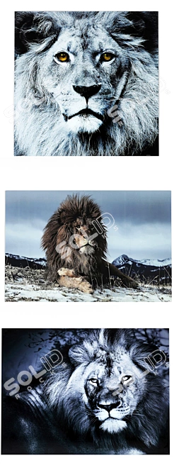 Majestic Lion Glass Art 3D model image 2