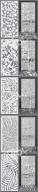 Elegant Decorative Partition - 5 Panels 3D model image 2