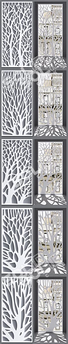 Title: Elegant Decorative Partitions - Set of 5 3D model image 2