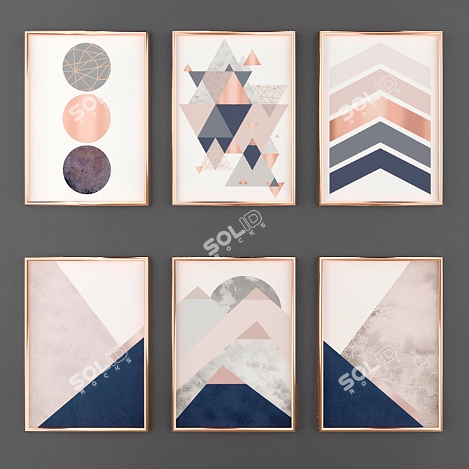 Minimalist Abstract Poster Set 3D model image 1