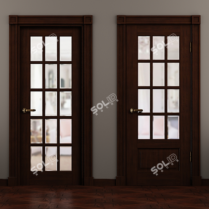 Classic Tuscany Doors with Grigliato Design 3D model image 2