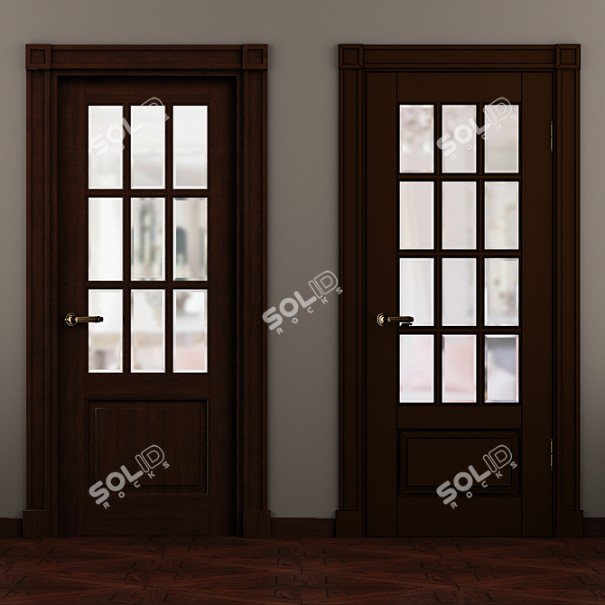 Classic Tuscany Doors with Grigliato Design 3D model image 3