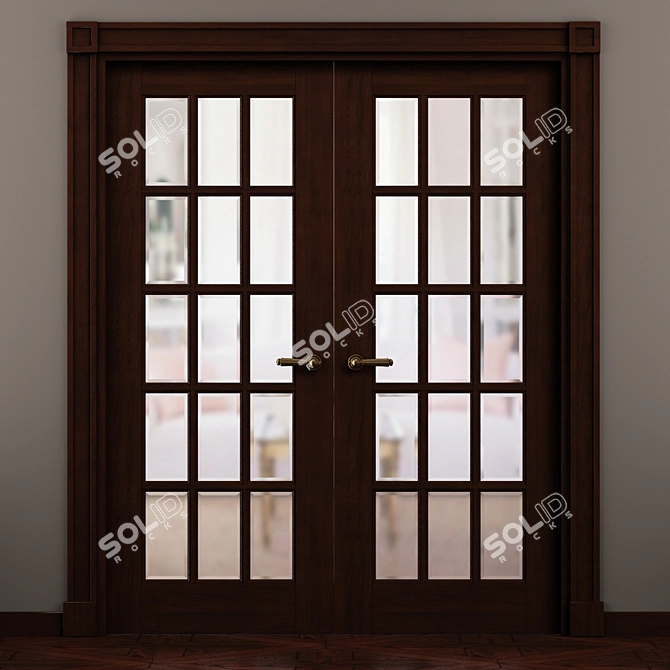 Classic Tuscany Doors with Grigliato Design 3D model image 1