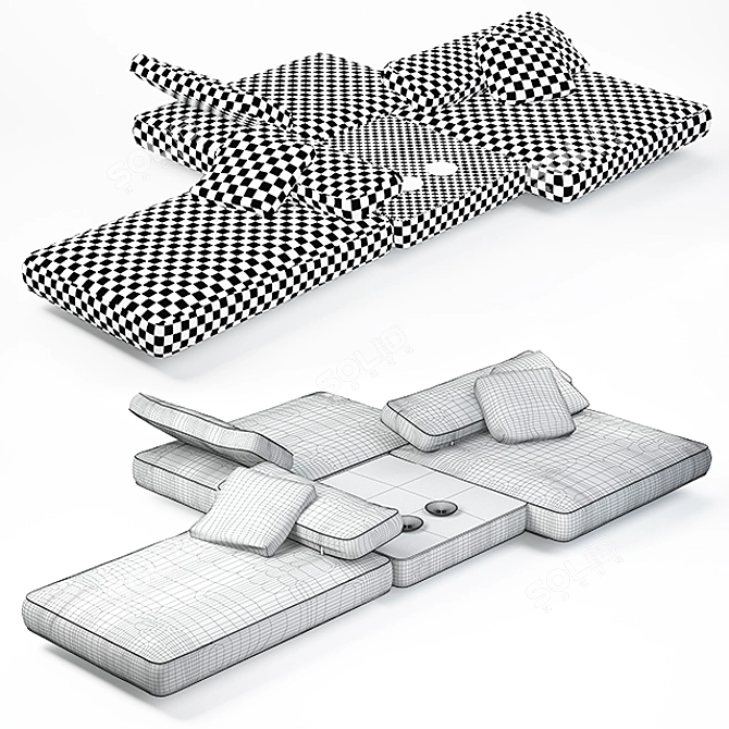 Agio Paola Lenti 3-Seater Sofa 3D model image 3