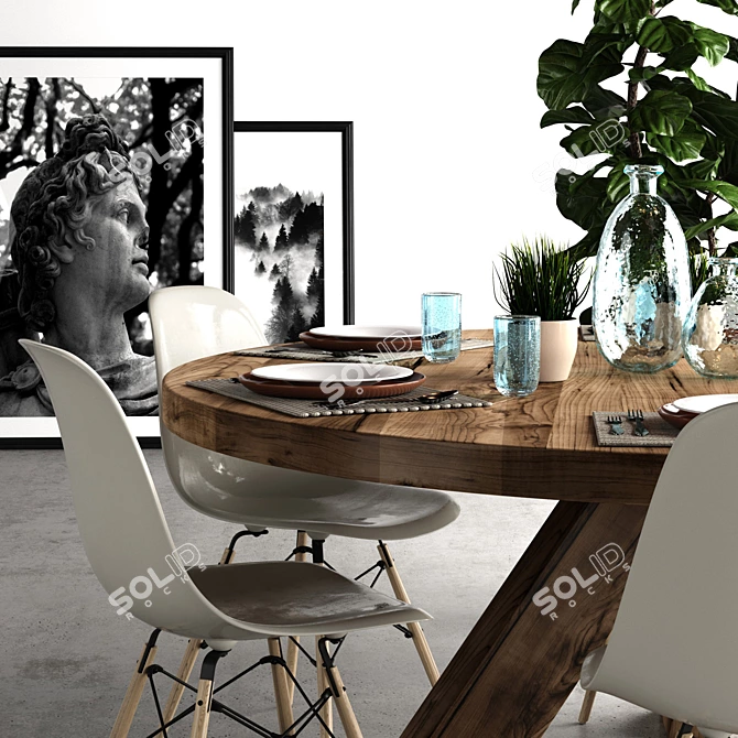 Modern Loft Dining Set 3D model image 2