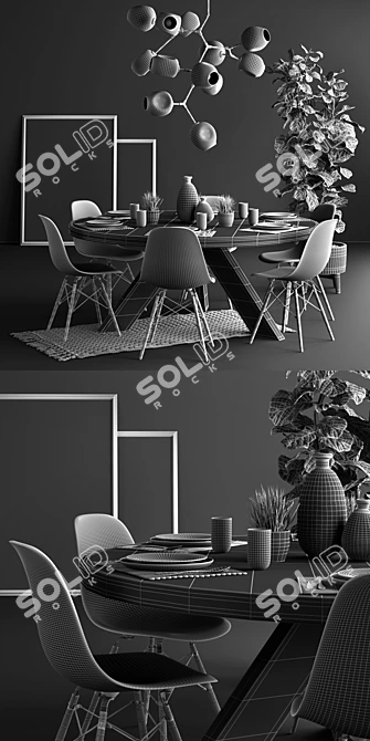 Modern Loft Dining Set 3D model image 3