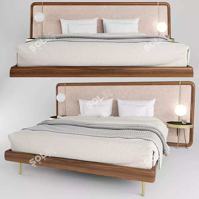 Porada Killian Bed: Luxury Fabric Design 3D model image 1