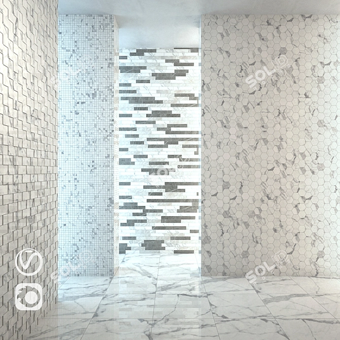 Elegant Italon Statuario Floor Tile 3D model image 1
