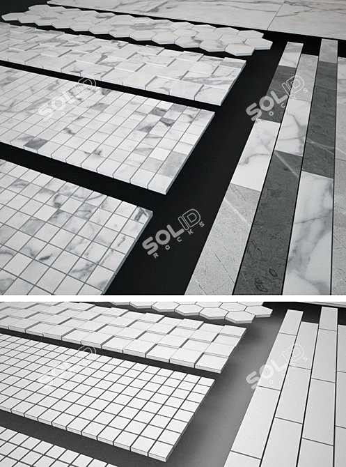 Elegant Italon Statuario Floor Tile 3D model image 3