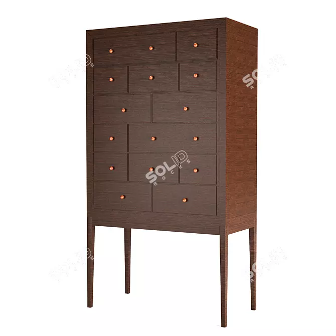 Classic Oak Chest of Drawers 3D model image 2