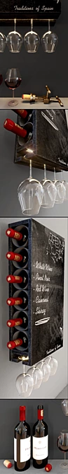 Vintage Wine Wall Cabinet 3D model image 2