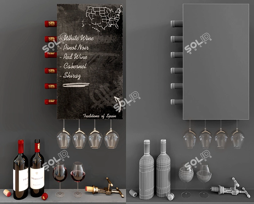 Vintage Wine Wall Cabinet 3D model image 3