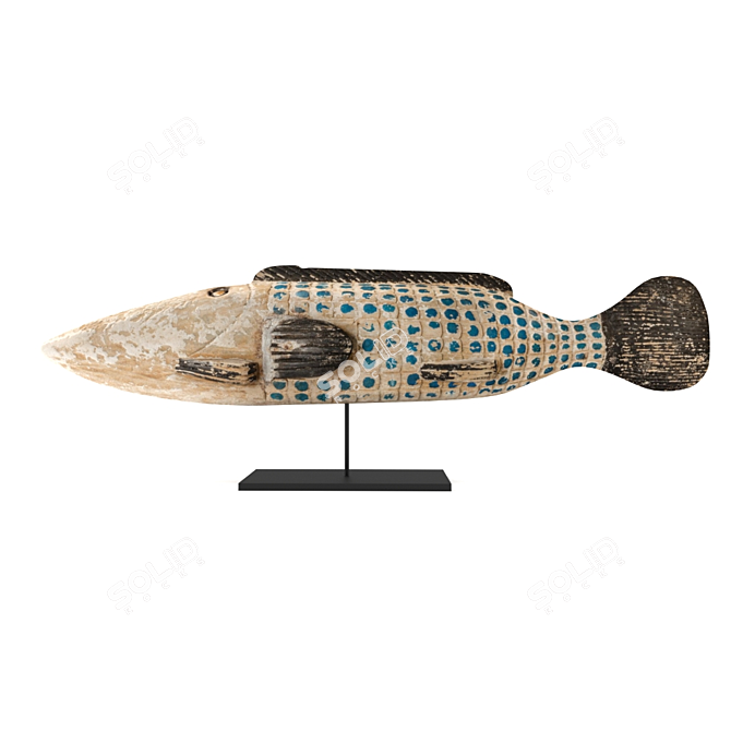 Mali Wood Puppet Fish 3D model image 1