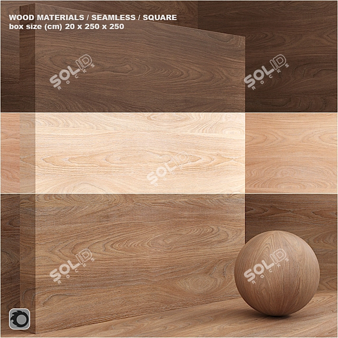 Seamless Wood Veneer Box Set 3D model image 1