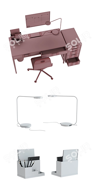 Modern Office Furniture Set 3D model image 3