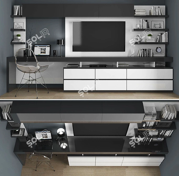 Multifunctional TV Stand & Workspace 3D model image 1