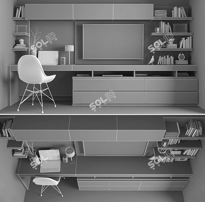 Multifunctional TV Stand & Workspace 3D model image 3