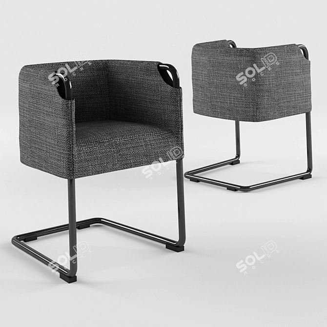 Minimalist Metal Desk Chair 3D model image 1