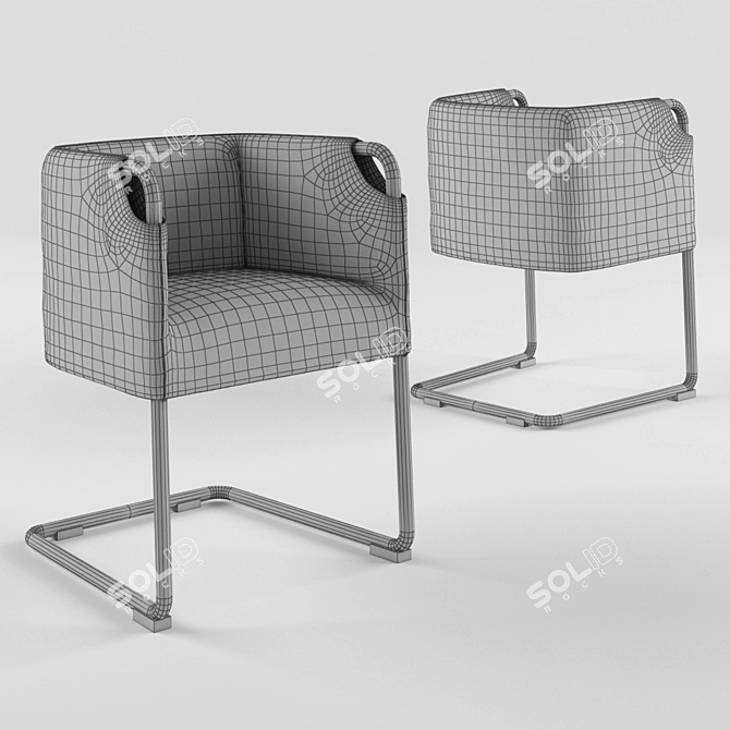 Minimalist Metal Desk Chair 3D model image 3