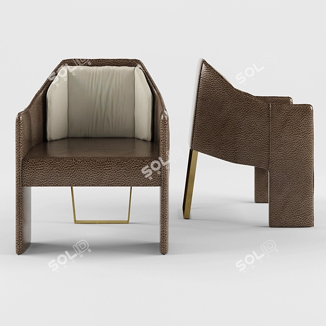 Luxury Leather Ketch Chair 3D model image 2