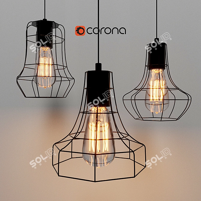 Industrial Loft Cage Luminaires 3D model image 1