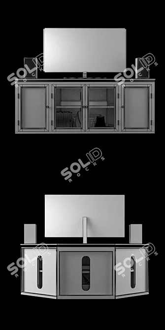 Modern Yosef Corner 57" TV Stand 3D model image 3