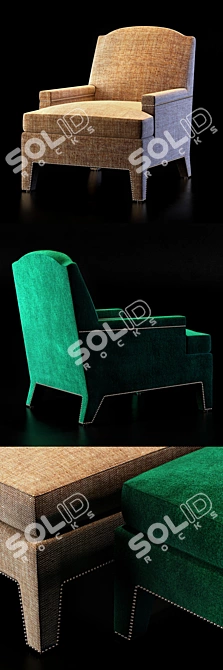 Elegant Hickory Boyd Chair & Ottoman 3D model image 2