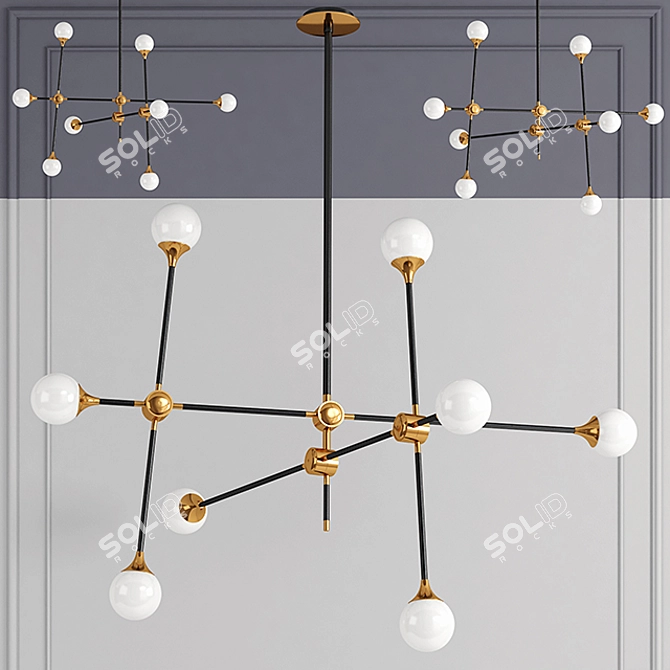 Modern Baton Chandelier: Black, White or Brass 3D model image 1