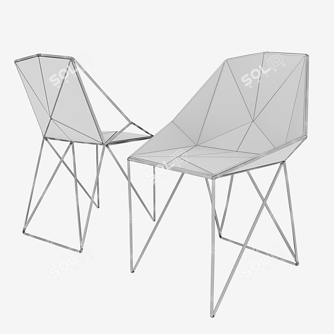 Sleek Metal & Plywood Chair 3D model image 3