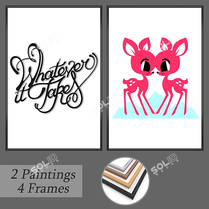 Decorative Wall Art Set with Multiple Frames 3D model image 1