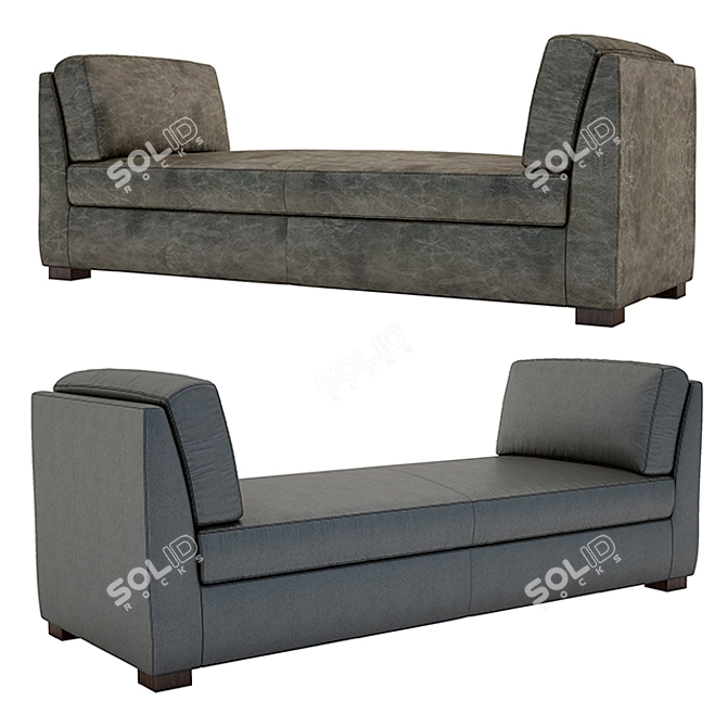 Vintage Hayden Leather Bench 3D model image 1