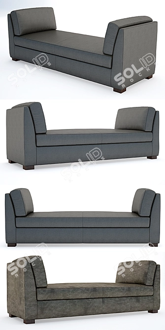 Vintage Hayden Leather Bench 3D model image 2