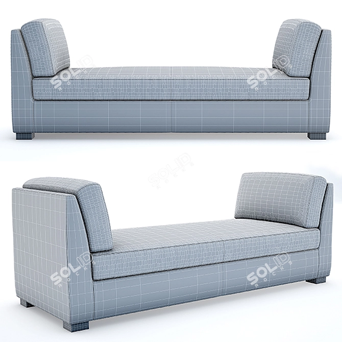 Vintage Hayden Leather Bench 3D model image 3