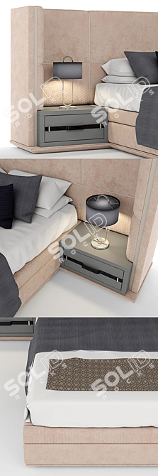 Sleek Modern Bed 3D model image 2