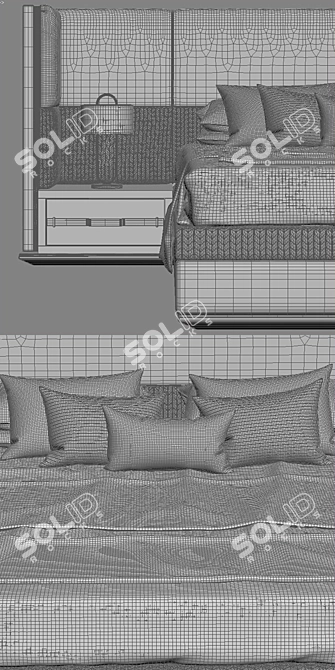 Sleek Modern Bed 3D model image 3