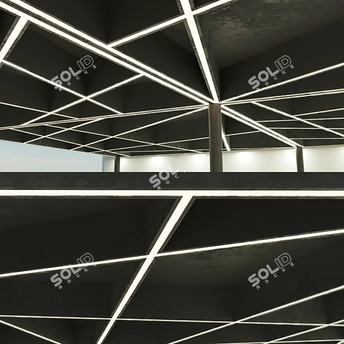 Modern Beam Ceiling: Overlapping Design 3D model image 2