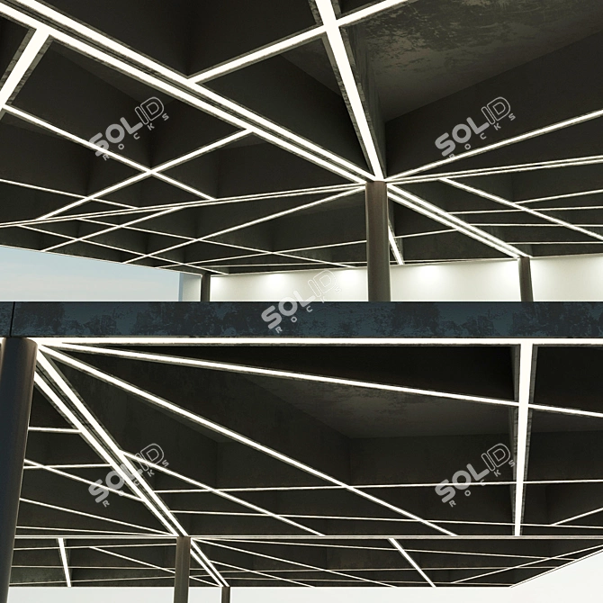 Modern Beam Ceiling: Overlapping Design 3D model image 3