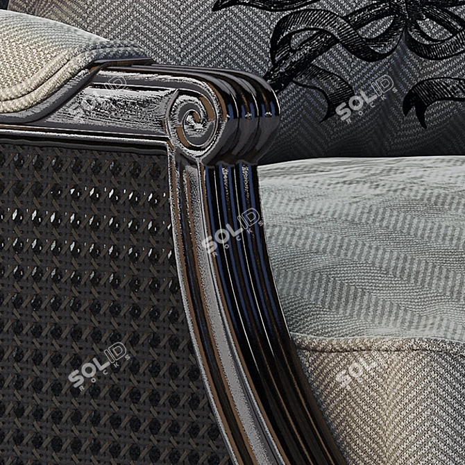Elegant Grey Armchair with Wooden Frame 3D model image 2