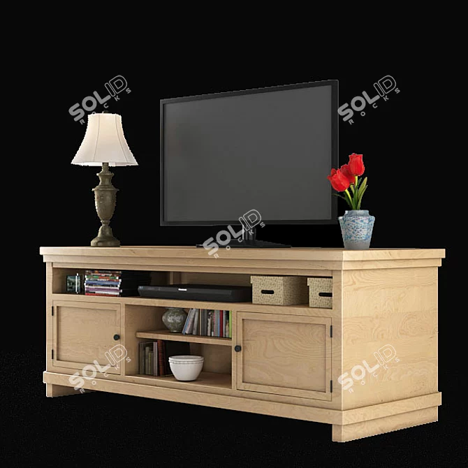 Elegant Pineland TV Stand 3D model image 2