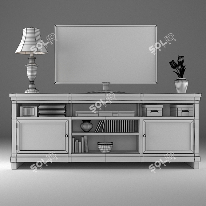 Elegant Pineland TV Stand 3D model image 3