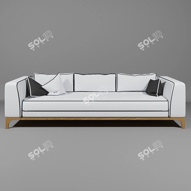 Oulu Straight Sofa: 282cm Width, 107cm Depth 3D model image 2