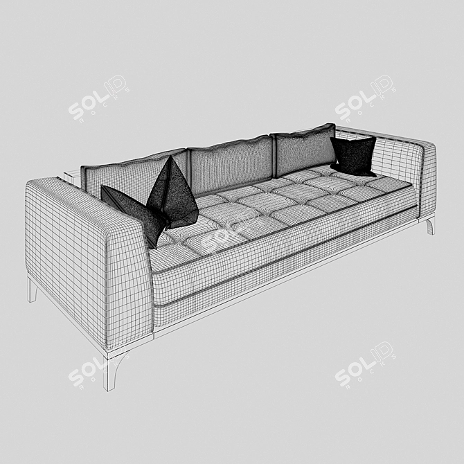 Oulu Straight Sofa: 282cm Width, 107cm Depth 3D model image 3