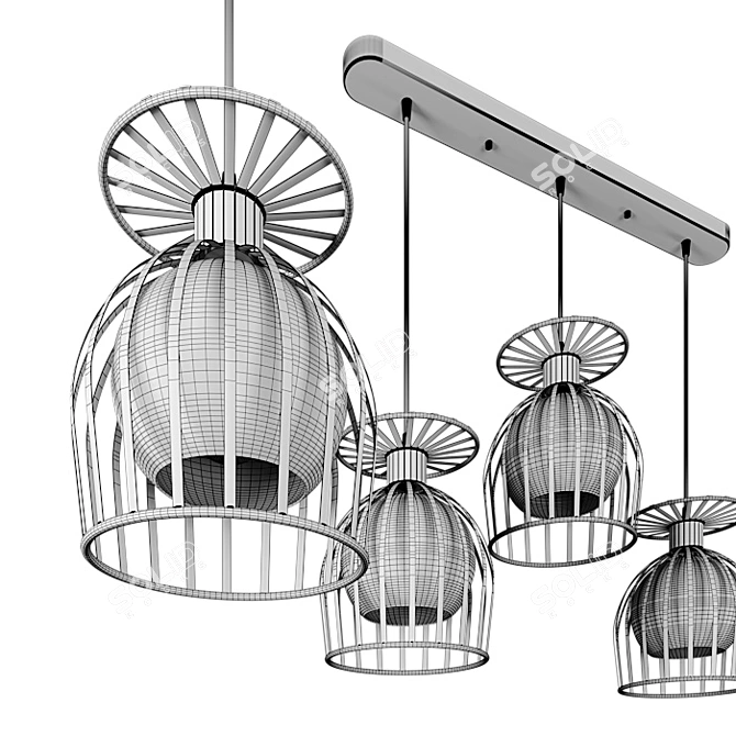 Elegant Suspended Light Fixtures 3D model image 3