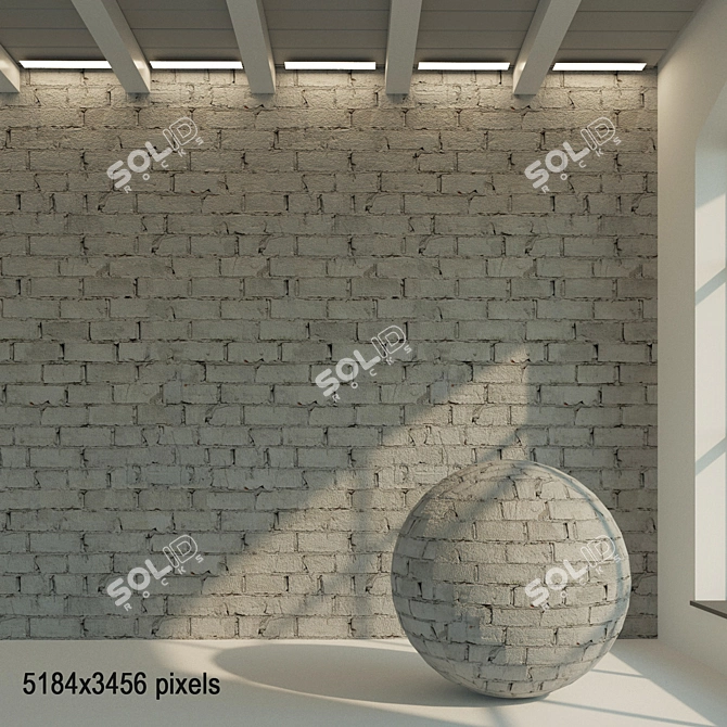 Title: Vintage Gray Painted Brick Wall 3D model image 1