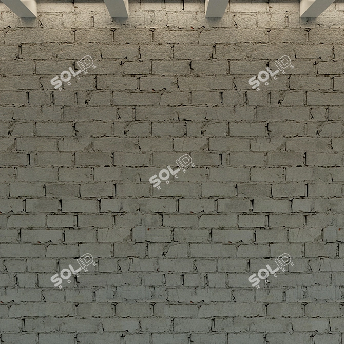 Title: Vintage Gray Painted Brick Wall 3D model image 2